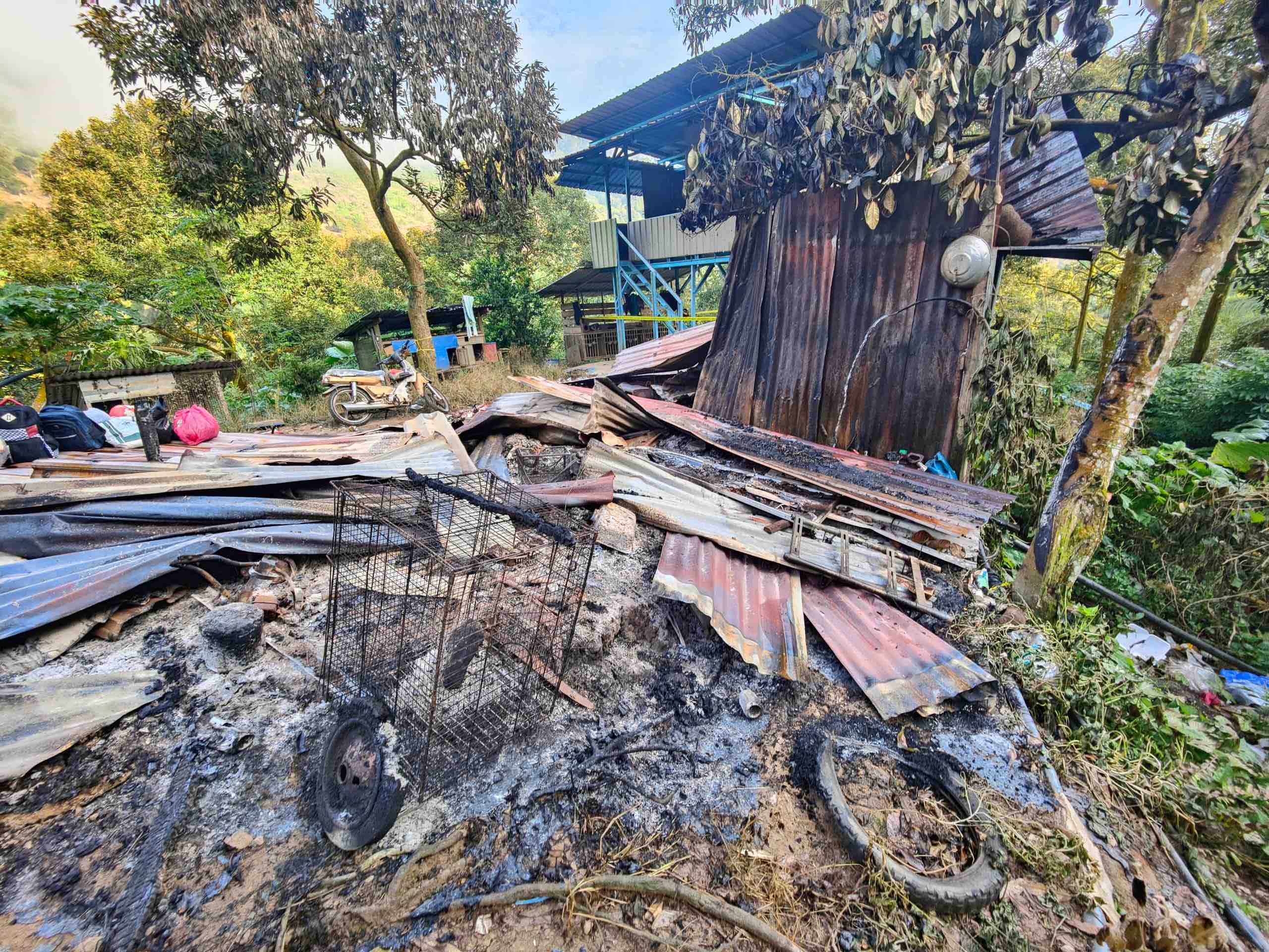 Save Musang King Alliance (Samka) said the fires were lit in an unlicensed durian farm in Sg Klau, Raub on September 9. The destroyed structures were used for workers’ accommodation and to store tools. The farmers are cultivating durian farms illegally, but said they have tried applying for land titles and leases, to no avail. — Pic courtesy of Samka, September 12, 2024