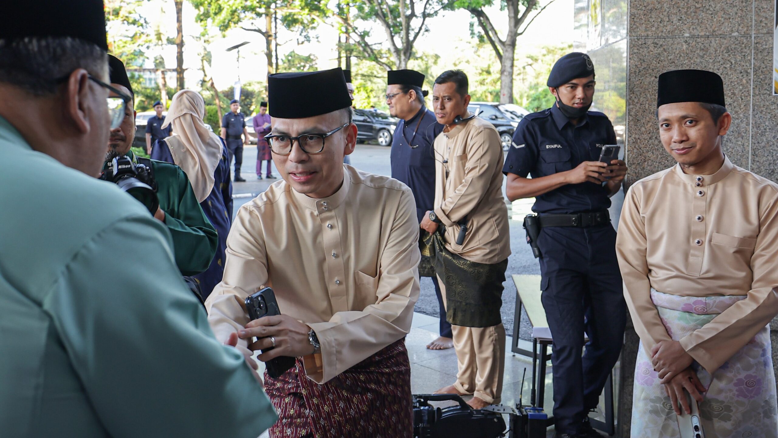 fahmi fadzil at istana negara for hari raya aidilfitri gathering